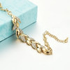 Delysia King Women Inlaid Crystal Golden Leaf Bracelet Trendy Bride Wedding Jewelry