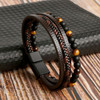 Hand-Woven Leather Bracelet 19/21/23cm Multilayer Leather Braided Rope Beading Clasp Bracelets Punk Bangle For Men Jewelry Gifts