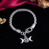 Triple Moon Goddess Bracelets for Men Women Vintage Heart Lock Wheat Chain Bracelet Magic Pentagram Amulet Witch Wicca Jewelry