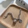 925 Sterling Silver Ball Pendant Tag Charms Bracelet for Women Vintage Thick Chain Hip Hop Bracelet Jewelry S-B516