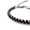 Runda Men’s Braided Bracelet with Stainless Steel Beads Black Rope Adjustable Size 22cm Fashion Handmade Bead Bracelet for Women