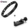 Rainso Men‘s Bracelet Hand Chain Health Energy Titanium Magnetic Bracelet Charm Smooth Black Jewelry