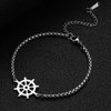 Lucktune Vintage Rudder Charm Bracelet Stainless Steel Pirate Ship Wheel Box Chain Bracelet Women Men Punk Jewelry Party Gift