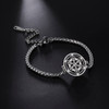 Lucktune Viking Hexagram Charm Bracelet Stainless Steel Round Jewish Sacred Amulet Bracelet for Women Men Vintage Couple Jewelry