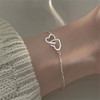 New Silver Color Double Interlocking Small Hearts Bracelet Bangle For Women Fine Fashion Jewelry Wedding Party Gift