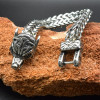 Stainless Steel Braided Nordic Viking Beast Wolf Buckle Chain Bracelet Bangle 19/21/23cm Retro Punk Biker Party Jewelry for Men