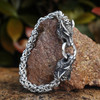 Stainless Steel Nordic Viking Jewelry Odin Wolf Head Mens King Chain Bracelet