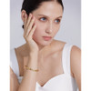 Yhpup Stylish Cubic Zirconia Stainless Steel Wrist Bangle Bracelet 18K Gold Plated Waterproof Jewelry for Women Charm Fashion