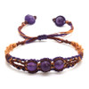 KFT Natural Crystal Quartz Round Beads Handmade Thread Rope Wrapped Braided Macrame Stone Bracelets Jewelry For Women Girls Gift