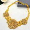Luxury Flower Crystal Dubai 24k Gold Color Necklace Set For Women Wedding Party African Big Pendant Choker Ethiopian Jewelry