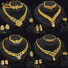 ANIID Nigeria Dubai Gold Color Jewelry Sets African Bridal Wedding Party Gifts for Women Bracelet Necklace Earrings Ring Set