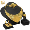 ANIID Latest Dubai Luxury 24k Gold Color Jewelry Set for Women Indian Necklaces Earrings Ring Bracelet Wedding Party Accessories