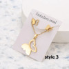New Animal Flower Butterfly Pendant Stainless Steel Necklace For Women Gold Color Chain Necklaces Earrings Jewelry Set Gifts