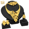 ANIID African Jewelry Set Big Necklace Dubai Ethiopian Gold Color Jewelery Earring Bracelet For Women Bridal Choker Wholesale