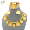 African 24K Gold Color Coins Necklace Bracelet Sets For Women Dubai Luxury Choker Designed For Women Wedding Party Jewelry Gift