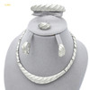 Fashion Designer Silver Color Necklace Sets For Women Indian Bridal Party Jewellery Nigerian Choker Set for Dubai Wedding Gifts