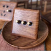 Wood Brass Toggle Light Switch Panel Home Retro LED Indicator EU FR UK Ru Universal Electrical Socket Vintage Switch 86*86mm