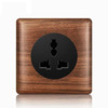 Wood Brass Toggle Light Switch Panel Home Retro LED Indicator EU FR UK Ru Universal Electrical Socket Vintage Switch 86*86mm