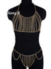 Sexy Sling Bra Chain Body Chain Alloy Bikini Three-point Thong Top-grade Underwear Chest Chain Waist Chain портупея Body Jewelry