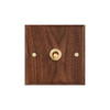 Black walnut wood retro British light switch socket, bedside wall lamp switch LED dimmer, pure wood brass toggle switch board