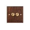 Black walnut wood retro British light switch socket, bedside wall lamp switch LED dimmer, pure wood brass toggle switch board