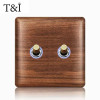 T&i Wood Switch Socket, 86 Wall Panel, 1 Gang 2 Gangs 3 Gangs 4 Gangs 1/2 Way, Eu Ru Fr Socket Power Outlet, 86x86mm, Embedded