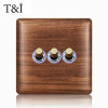 T&i Wood Switch Socket, 86 Wall Panel, 1 Gang 2 Gangs 3 Gangs 4 Gangs 1/2 Way, Eu Ru Fr Socket Power Outlet, 86x86mm, Embedded