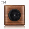 T&i Wood Switch Socket, 86 Wall Panel, 1 Gang 2 Gangs 3 Gangs 4 Gangs 1/2 Way, Eu Ru Fr Socket Power Outlet, 86x86mm, Embedded