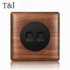 T&i Wood Switch Socket, 86 Wall Panel, 1 Gang 2 Gangs 3 Gangs 4 Gangs 1/2 Way, Eu Ru Fr Socket Power Outlet, 86x86mm, Embedded