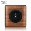 T&i Wood Switch Socket, 86 Wall Panel, 1 Gang 2 Gangs 3 Gangs 4 Gangs 1/2 Way, Eu Ru Fr Socket Power Outlet, 86x86mm, Embedded