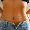 2Pcs/Set Simple Boho Smooth Snake Chain Waist Belt Sexy​ ​Lingerie Women Rhinestone Belly Body Jewelry Bikini Summer Accessories