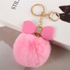 Cute Fluffy Pompom Keychains Rhinestone Pu Leather Bow Keyring Handbag Pendant Accessorie Waist Hanging Car Motorcycle Trinket
