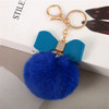Cute Fluffy Pompom Keychains Rhinestone Pu Leather Bow Keyring Handbag Pendant Accessorie Waist Hanging Car Motorcycle Trinket