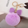Cute Fluffy Pompom Keychains Rhinestone Pu Leather Bow Keyring Handbag Pendant Accessorie Waist Hanging Car Motorcycle Trinket