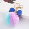 Cute Fluffy Pompom Keychains Rhinestone Pu Leather Bow Keyring Handbag Pendant Accessorie Waist Hanging Car Motorcycle Trinket