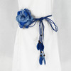 Casual Knotted Waist Chain For Dresses Lady Thin Waist Belt Long Tassel Braid Waistband Elegant Handmade Big Flower Decorative