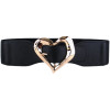 NEW Fashion Wide Cummerbunds For Women Elastic Solid Waistbands Lady Rock Black Big Gold Heart Pin Buckle Belt Waist Seals Party