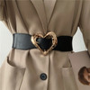 NEW Fashion Wide Cummerbunds For Women Elastic Solid Waistbands Lady Rock Black Big Gold Heart Pin Buckle Belt Waist Seals Party