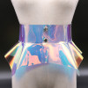 Fashion Women Transparent Wide Belt Laser Colourful PVC Waist Belt Corset Cummerbund Lrregular Pleated Clear Belts For Dress