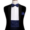 Formal Blue Paisley Cummerbund Men Classic Silk Jacquard Pocket Square Cufflinks Sets Business Wedding Party Barry.Wang Designer