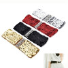 1pc Free Size Shinny Wide Stretch Belt Women Cummerbund High Fashion Metallic Sequin Women Dress Belts /Black/