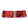 1pc Free Size Shinny Wide Stretch Belt Women Cummerbund High Fashion Metallic Sequin Women Dress Belts /Black/