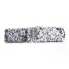 1pc Free Size Shinny Wide Stretch Belt Women Cummerbund High Fashion Metallic Sequin Women Dress Belts /Black/