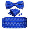 Barry.Wang Adjustable Christmas Silk Men Cummerbund Bowtie Pocket Square Cufflinks Set Jacquard Snow Santa Xmas Tree Luxury Gift