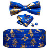 Barry.Wang Adjustable Christmas Silk Men Cummerbund Bowtie Pocket Square Cufflinks Set Jacquard Snow Santa Xmas Tree Luxury Gift