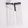 European American Punk Cummerbunds Personalized Long Fringe Chain Skirt Women's Waistband Fashion Wide Belt Elastic Black Girdle