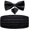 Hi-Tie Silk Black Floral Mens Cummerbunds Vintage Jacquard Bowtie Hanky Cufflinks Cummerbund Belt Corset For Male Wedding Events