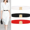 Fashion Women's cummerbunds Wide Belt Red Elastic Solid Casual wedding Waist gold buckle Belts Stretchy Waistband for Lady Dress