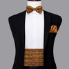 Hi-Tie Luxury Designer Paisley Orange Gold Cummerbund Bow tie Set Formal Tuxedo Corset Elastic Belt for Men Wedding Cummerbunds