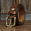 3.3CM Genuine Leather Belt Men Luxury Strap Male Fashion Pure Cowhide Copper Buckle Wild Classic Retro Pin Buckle High Quality